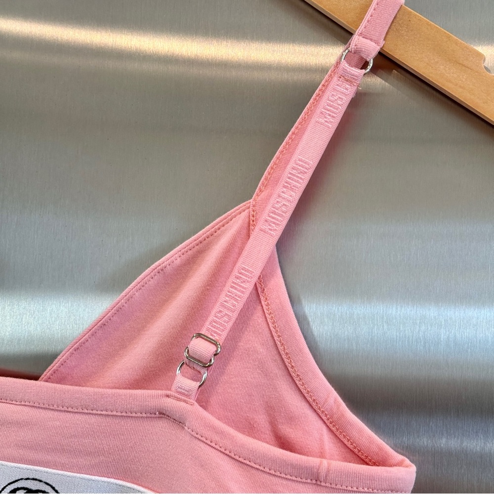 NWT Moschino Pink Mini Slip Dress Logo Appliqués Underwear Brand New - Picture 7 of 16